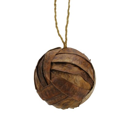 Melrose 3.75" Rattan Ball Shaped Christmas Ornament - Brown