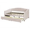 Twin Size Upholstered Daybed with Storage Drawers, Velvet Sofa Bed with Backrest and Two Armrests-Baofuwish - 3 of 4