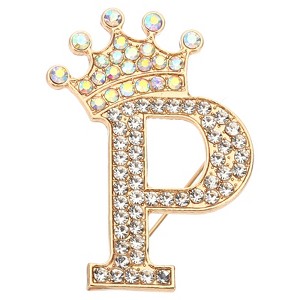 Unique Bargains Women Rhinestone Initial Alphabet Badges Pins and Clips - 1 of 4