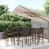 vidaXL 9 Piece Patio Bar Set - Brown Poly Rattan with Tempered Glass Tabletop, Weather-Resistant Material, Comfortable Seating - 2 of 4