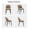 Mid-Century Modern Dining Chair - Curved Upholstered Back & Rubberwood Legs, Armless Kitchen Side Chairs for Home Cafes/Compact Dinettes - 3 of 4