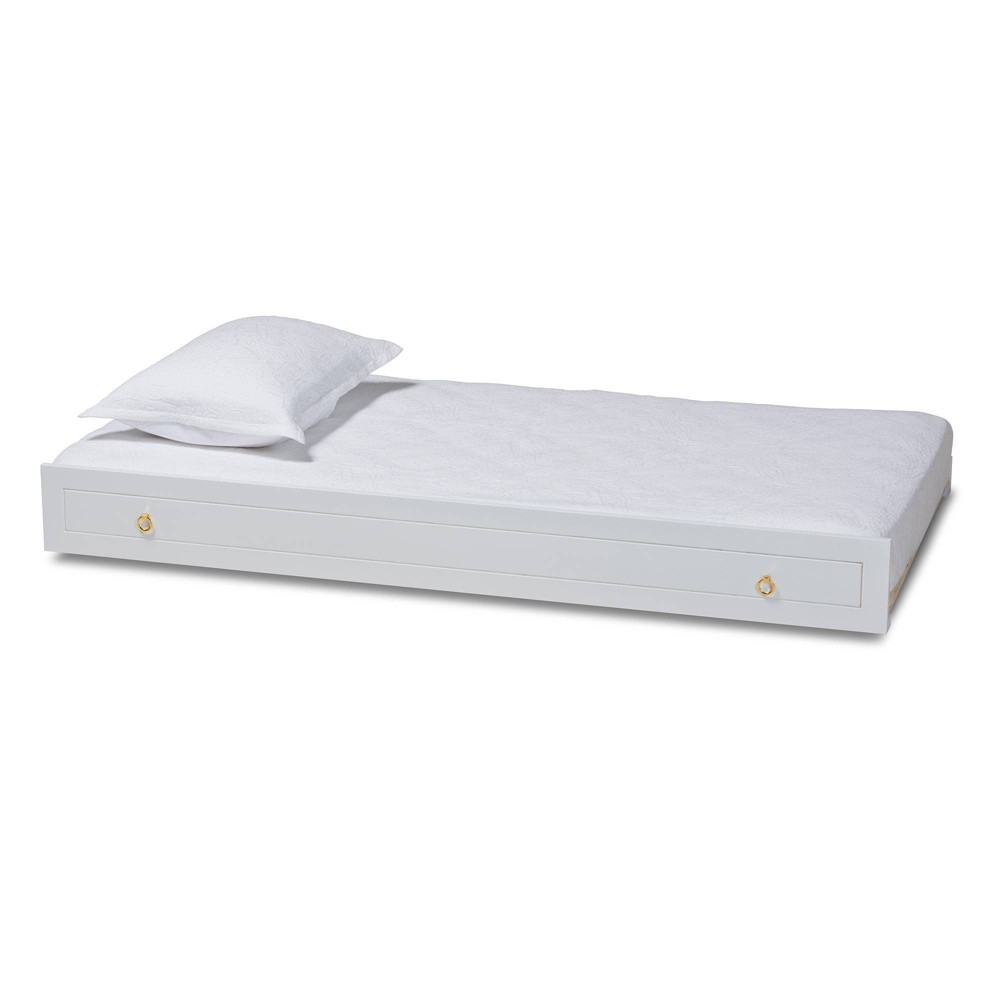 Photos - Bed Twin Alya Wood Trundle White/Gold - Baxton Studio