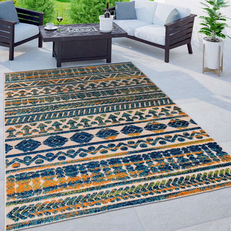 World Rug Gallery Modern Stripes Faded Geometric Indoor/Outdoor Area Rug, 3 of 13