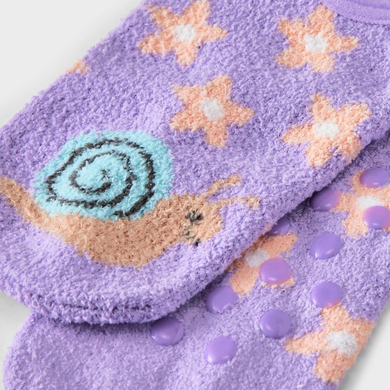 Women&#39;s 2pk Snail Cozy Liner Socks - Purple/Ivory 4-10, 3 of 4