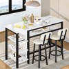 Hooseng 3-Piece Dining Room Table Set with 2 Upholstered Bar Stools, Modern Farmhouse Style Bar Table Set for 2 with Multiple Tier Storage Shelves - 3 of 4
