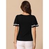 INSPIRE CHIC Women's Ruffle Short Sleeve Round Neck Casual Peplum Tops - 3 of 4
