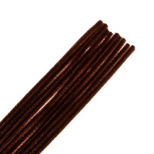 John Bead Fluffy Pipe Cleaners Chenille Stems for Art School Craft Supplies, 12in x 6mm Brown 100 Pieces - 1 of 3