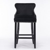 SKRAN Contemporary Velvet Upholstered Back Barstools With Solid Wood Legs And Nailhead Trim,Leisure Style Bar Chairs For Kitchen Island Counter - 4 of 4