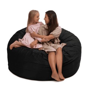 Ultimate Sack 5ft Bean Bag Chair, Oversized Comfortable Indoor Floor Lounger, Giant Foam-Filled Furniture for Relaxing, Black Suede - 1 of 4