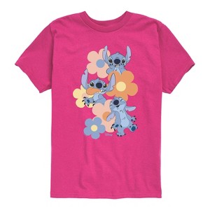 Boys' - Disney - Stitch Pop Flowers Short Sleeve Graphic T-Shirt - 1 of 3