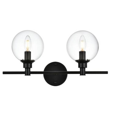 Elegant Lighting Jaelynn 2 light Black and Clear Bath Sconce