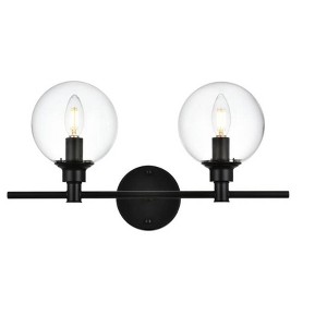 Elegant Lighting Jaelynn 2 light Black and Clear Bath Sconce - 1 of 4