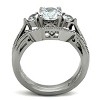 Slickblue Women’s Three-Stone Ring Set, Silver, Round CZ, Wavy Band Design, Polished Stainless Steel, Sizes 5-11 - 3 of 4