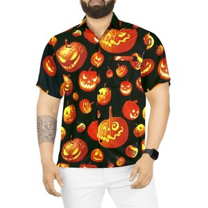 LA LEELA Mens Hawaiian Short Sleeve Button Down Shirt Men's Halloween Costumes Shirt Casual Vacation Summer Shirts for Men Funny - 1 of 4