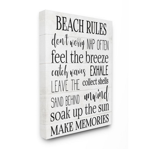 Stupell Industries Beach House Rules Relaxing Activities Black White List  Gallery Wrapped Canvas Wall Art, 24 X 30 : Target