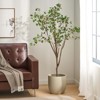 Artificial Milan Leaf Bonsai Tree for Home and Office, Realistic Faux Green Plant Pre-Potted Black Pot, Decorative Indoor Bonsai with Clustered Leaves - 2 of 4