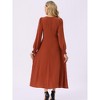 INSPIRE CHIC Women's Elegant Frilled Crewneck Midi Long Sleeve Pleated A-Line Flowy Dress with Pockets - 4 of 4