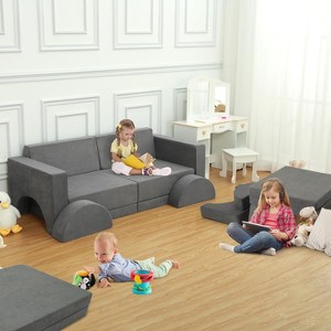 Coucheta 8-Piece Kids Play Couch, Modular Toddler Sofa with Removable Washable Cover, Convertible Couch for Playroom & Nursery - 1 of 4