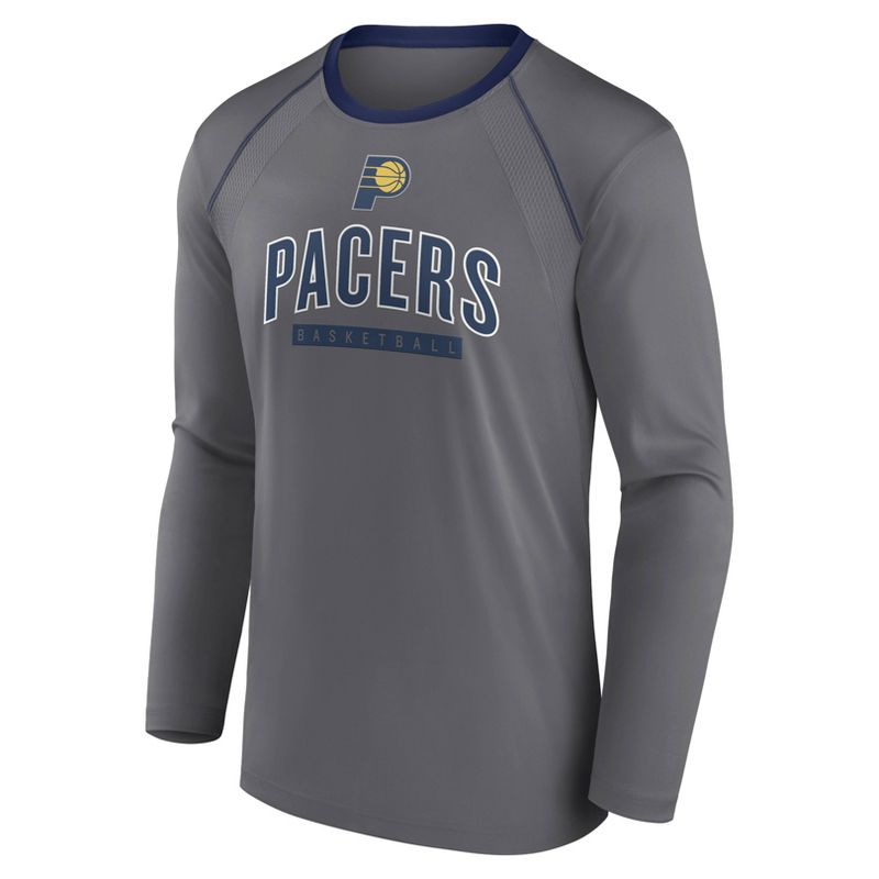 NBA Indiana Pacers Men&#39;s Long Sleeve Gray Pick and Roll Poly Performance T-Shirt, 2 of 4