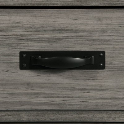 Gray Wood 7-Drawer Dresser with Black Metal Trim