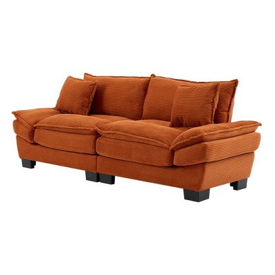 Airsurfer Corduroy Loveseat Sleeper Sofa, Comfy Upholstered Couch with Pillows, Deep Seat for Bedroom, Living Room, Apartment, Office, Dorm