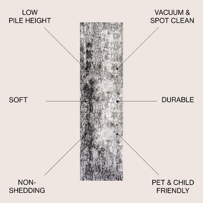 Storm Abstract Reversible Area Rug in Gray/Cream - Easy Care