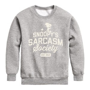 Boys' - Peanuts - Snoopy Sarcasm Society Graphic Long Sleeve Fleece Sweatshirt - 1 of 4