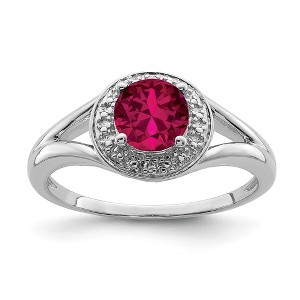 Black Bow Jewelry Sterling Silver .01 Ctw Diamond & Round Created Ruby Ring - 1 of 4