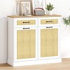 Whizmax Tilt Out Trash Cabinet with Natural Rattan, Hidden Trash Can Cabinet, Freestanding Garbage Bin Cabinet for Kitchen Dining Living Room - image 2 of 4