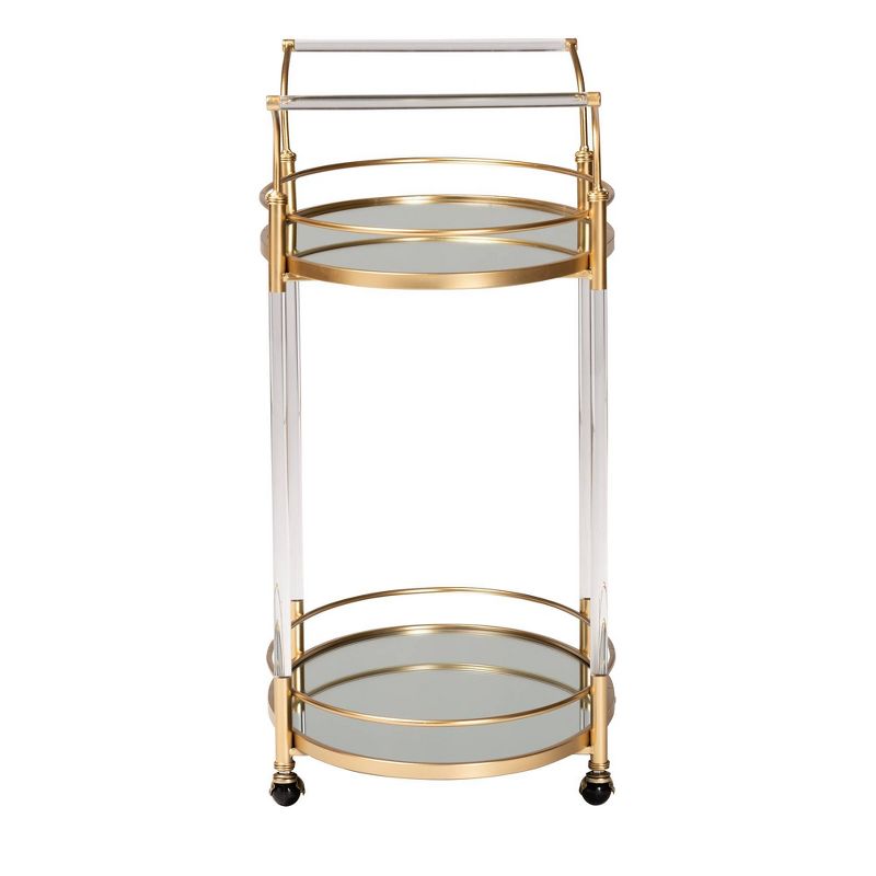 Nakano Metal and Glass 2 Tier Wine Cart Gold/Mirror - Baxton Studio, 5 of 10