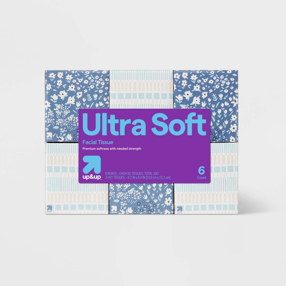 Ultra Soft 3-Ply Facial Tissue - 6pk/390ct - up&up™: Square Container