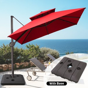 Crestlive Products 10FT Square Double Top Offset Cantilever Umbrella with Base UV30+ Outdoor 360 Degree Rotation 6 Heights Adjustable Umbrella - 1 of 4