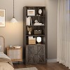 Industrial Large Bookcase, 71.4" Tall Bookcase with Doors, Freestanding Farmhouse Bookshelf with Storage Shelves, Home Storage Furniture - 4 of 4