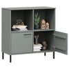 vidaXL Oslo Gray Solid Wood Bookcase with Metal Legs, Easy Assembly and Rustic Finish, Ideal for Organizing Books, Magazines, and Documents - 3 of 4