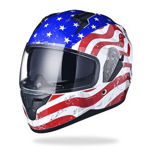 AHR RUN-F Full Face Stars and Stripes Motorcycle Helmet Flip up Dual Visor DOT L Blue-Red2 - 1 of 4