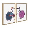 Kate and Laurel Sylvie Colorful Bike Left and Right Framed Canvas Set by Apricot and Birch, 2 Piece 18x24, Natural - 2 of 4
