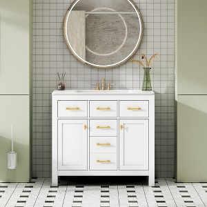 Bella Depot 36'' Bathroom Vanity with Sink,Modern Freestanding Single Bathroom Cabinet with 4 Drawers - 1 of 4