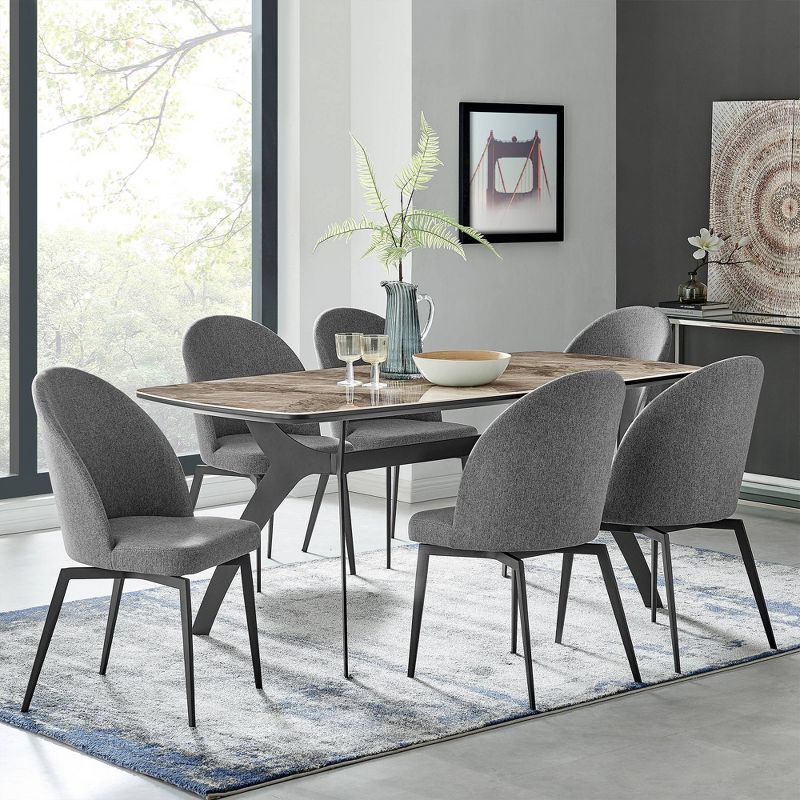 Set of 2 Sunny Swivel Fabric and Metal Dining Chairs Gray - Armen Living, 3 of 10