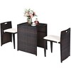 Costway 3PCS Outdoor Patio Rattan Furniture Set Space Saving Garden Deck W/Cushion No Assembly - image 2 of 4