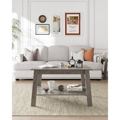 Whizmax 2-Tier Coffee Table for Living Room with Storage Shelf 31.5 Inch Space Saving Easy Assembly