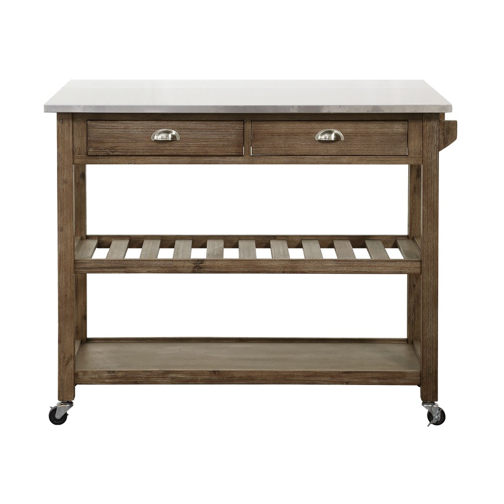 Photos - Other Furniture Hadley Kitchen Cart Island with Drop Down Shelf Barnwood - Boraam