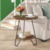 FONTOI Round End Table, 2-Tier Round Side Table, Coffee Table for Living Room, Bedroom, Apartment, Dorm, Dark Brown, 20.08"*17.32"*20.08" - 4 of 4