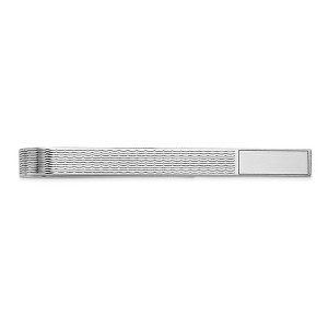 Black Bow Jewelry 14K White Gold Engravable Wave Grooved Tie Bar, 4.5 x 50mm - 1 of 2