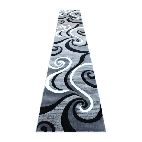 Masada Rugs Sophia Collection 3'x16' Modern Contemporary Hand Sculpted Area  Rug in Gray