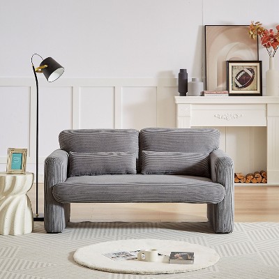 CAVINAS Modern Single Sofa Corduroy Upholstered Lounge Chairs Couch with Support Pillow for Apartment