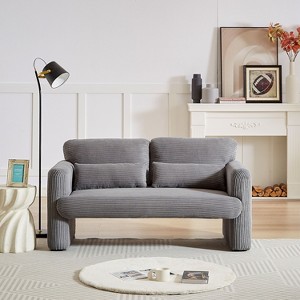 CAVINAS Modern Single Sofa Corduroy Upholstered Lounge Chairs Couch with Support Pillow for Apartment - 1 of 4
