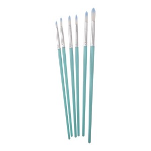 Unique Bargains Round Tip Brush for Gouache Nylon Bristles with Aluminum Collar and Plastic Handle 6 Pcs - 1 of 3