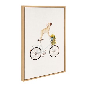 Kate and Laurel Sylvie Frenchie Bulldog on a Bicycle Framed Canvas by Amy Peterson Art Studio - 1 of 4