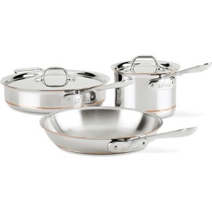 All-Clad Copper Core 5-Ply Stainless Steel Cookware Set, 5 Piece, Induction, Oven Broiler Safe 600F,Silver Sliver - 1 of 4