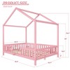 Twin/Full Size Montessori Floor Bed with Canopy, House Shape Toddler Bed Frame with Guardrails, Wood Kids Bed - ModernLuxe - 4 of 4